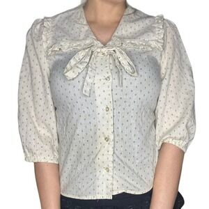 VINTAGE Cotton Farm Peasant Top